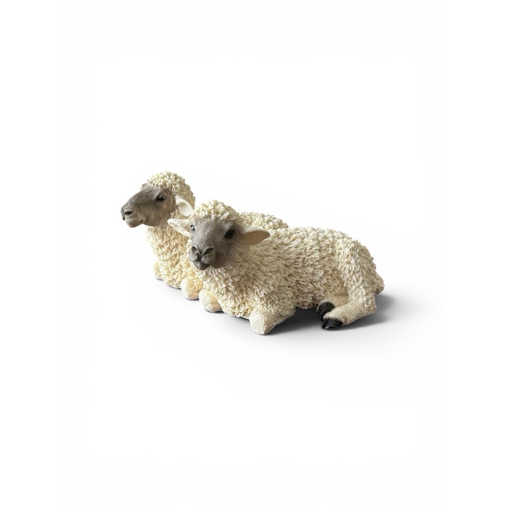 Vtg 1991 Nativity Double Sheep Lamb Resin Made Italy Castagna Collection EUC